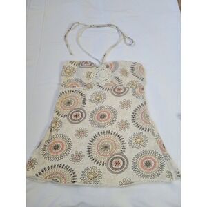 Self Esteem Y2K Babydoll Halter Top Size M Crochet Print Whimsigoth Fairy Boho